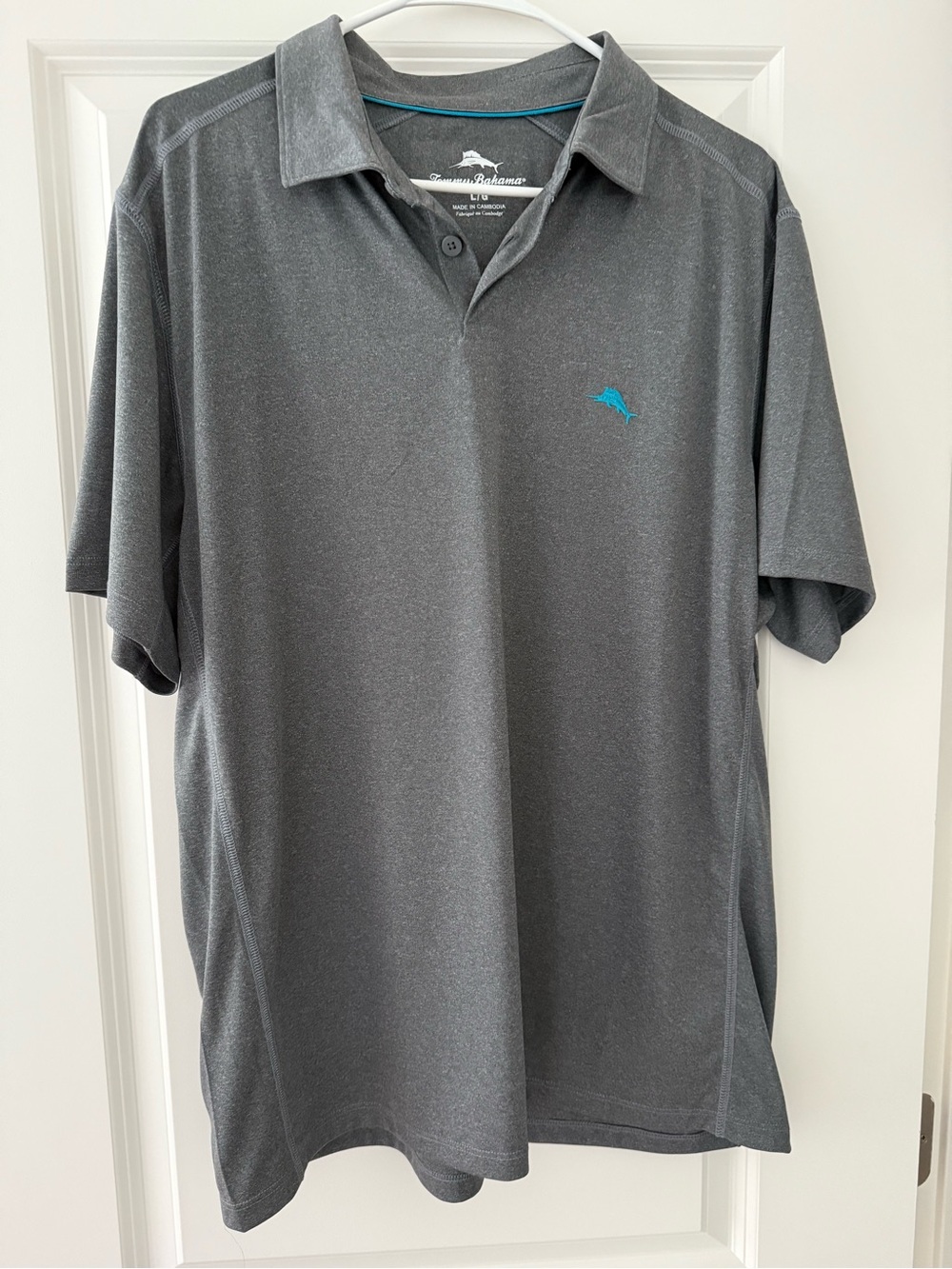 Tommy Bahama Gray Polo with Teal Dolphin Logo